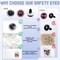 120pcs 18mm Glitter Safety Eyes with Washers & Spacers – Plastic Craft Eyes for Amigurumi, Crochet Dolls, Stuffed Animals & DIY Christmas Decorations (8 Colors)
